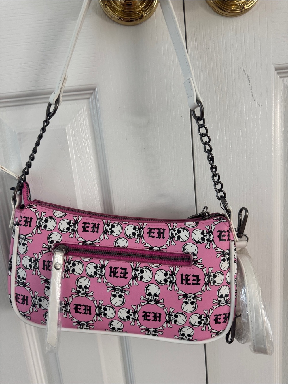 Ed Hardy Pink Skull Print Mini Shoulder Bag Crossbody bag NWT - Picture 5 of 9
